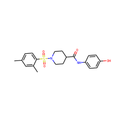 Cc1ccc(S(=O)(=O)N2CCC(C(=O)Nc3ccc(O)cc3)CC2)c(C)c1 ZINC000060795088