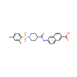 Cc1ccc(S(=O)(=O)N2CCC(C(=O)Nc3ccc4cc(C(=O)O)ccc4c3)CC2)c(C)c1 ZINC000095594175