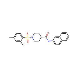 Cc1ccc(S(=O)(=O)N2CCC(C(=O)Nc3ccc4ccccc4c3)CC2)c(C)c1 ZINC000014429125