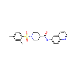 Cc1ccc(S(=O)(=O)N2CCC(C(=O)Nc3ccc4ncccc4c3)CC2)c(C)c1 ZINC000060788494