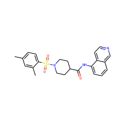 Cc1ccc(S(=O)(=O)N2CCC(C(=O)Nc3cccc4cnccc34)CC2)c(C)c1 ZINC000021217553