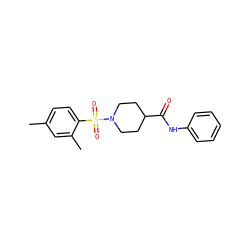 Cc1ccc(S(=O)(=O)N2CCC(C(=O)Nc3ccccc3)CC2)c(C)c1 ZINC000016027159