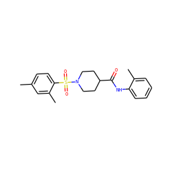 Cc1ccc(S(=O)(=O)N2CCC(C(=O)Nc3ccccc3C)CC2)c(C)c1 ZINC000016504409
