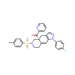 Cc1ccc(S(=O)(=O)N2CCC3=Cc4c(cnn4-c4ccc(F)cc4)C[C@]3(C(=O)c3ccccn3)C2)cc1 ZINC000142092726