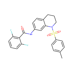 Cc1ccc(S(=O)(=O)N2CCCc3ccc(NC(=O)c4c(F)cccc4F)cc32)cc1 ZINC000009738537