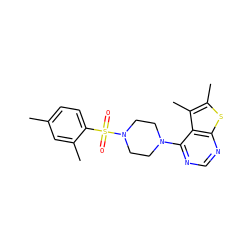 Cc1ccc(S(=O)(=O)N2CCN(c3ncnc4sc(C)c(C)c34)CC2)c(C)c1 ZINC000003332562