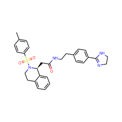 Cc1ccc(S(=O)(=O)N2CCc3ccccc3[C@@H]2CC(=O)NCCc2ccc(C3=NCCN3)cc2)cc1 ZINC000040973131