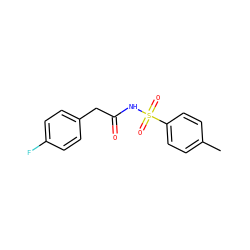 Cc1ccc(S(=O)(=O)NC(=O)Cc2ccc(F)cc2)cc1 ZINC000046927390