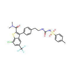 Cc1ccc(S(=O)(=O)NC(=O)NCCc2ccc(-c3c(C(=O)N(C)C)sc4c(Cl)cc(C(F)(F)F)cc34)cc2)cc1 ZINC000066104182