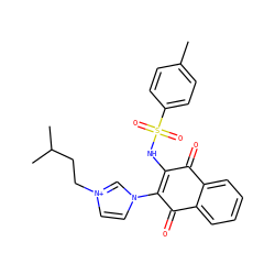 Cc1ccc(S(=O)(=O)NC2=C(n3cc[n+](CCC(C)C)c3)C(=O)c3ccccc3C2=O)cc1 ZINC000017145593