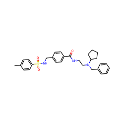 Cc1ccc(S(=O)(=O)NCc2ccc(C(=O)NCCN(Cc3ccccc3)C3CCCC3)cc2)cc1 ZINC000066138315