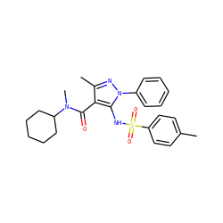 Cc1ccc(S(=O)(=O)Nc2c(C(=O)N(C)C3CCCCC3)c(C)nn2-c2ccccc2)cc1 ZINC000073165074