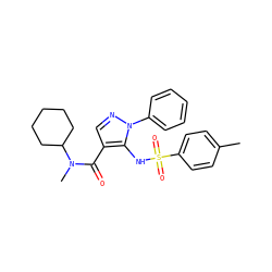 Cc1ccc(S(=O)(=O)Nc2c(C(=O)N(C)C3CCCCC3)cnn2-c2ccccc2)cc1 ZINC000073162312