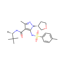 Cc1ccc(S(=O)(=O)Nc2c(C(=O)N[C@@H](C)C(C)(C)C)c(C)nn2[C@@H]2CCOC2)cc1 ZINC000073220046