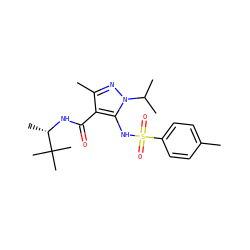 Cc1ccc(S(=O)(=O)Nc2c(C(=O)N[C@@H](C)C(C)(C)C)c(C)nn2C(C)C)cc1 ZINC000073222495