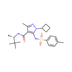 Cc1ccc(S(=O)(=O)Nc2c(C(=O)N[C@@H](C)C(C)(C)C)c(C)nn2C2CCC2)cc1 ZINC000073386622