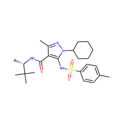 Cc1ccc(S(=O)(=O)Nc2c(C(=O)N[C@@H](C)C(C)(C)C)c(C)nn2C2CCCCC2)cc1 ZINC000073221313