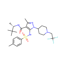 Cc1ccc(S(=O)(=O)Nc2c(C(=O)N[C@@H](C)C(C)(C)C)c(C)nn2C2CCN(CC(F)(F)F)CC2)cc1 ZINC000082158169