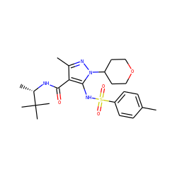 Cc1ccc(S(=O)(=O)Nc2c(C(=O)N[C@@H](C)C(C)(C)C)c(C)nn2C2CCOCC2)cc1 ZINC000073220044