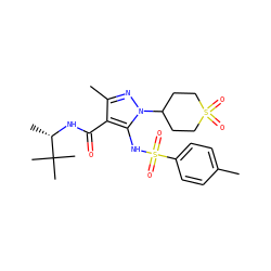 Cc1ccc(S(=O)(=O)Nc2c(C(=O)N[C@@H](C)C(C)(C)C)c(C)nn2C2CCS(=O)(=O)CC2)cc1 ZINC000082158167