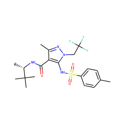 Cc1ccc(S(=O)(=O)Nc2c(C(=O)N[C@@H](C)C(C)(C)C)c(C)nn2CC(F)(F)F)cc1 ZINC000073223366