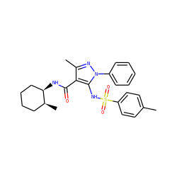 Cc1ccc(S(=O)(=O)Nc2c(C(=O)N[C@@H]3CCCC[C@@H]3C)c(C)nn2-c2ccccc2)cc1 ZINC000073163882