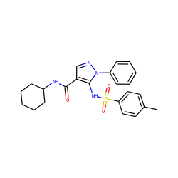 Cc1ccc(S(=O)(=O)Nc2c(C(=O)NC3CCCCC3)cnn2-c2ccccc2)cc1 ZINC000073161015