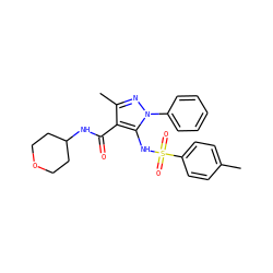 Cc1ccc(S(=O)(=O)Nc2c(C(=O)NC3CCOCC3)c(C)nn2-c2ccccc2)cc1 ZINC000073163893