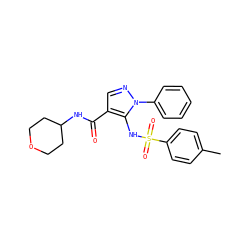 Cc1ccc(S(=O)(=O)Nc2c(C(=O)NC3CCOCC3)cnn2-c2ccccc2)cc1 ZINC000073195602