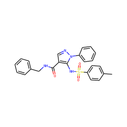Cc1ccc(S(=O)(=O)Nc2c(C(=O)NCc3ccccc3)cnn2-c2ccccc2)cc1 ZINC000073162314