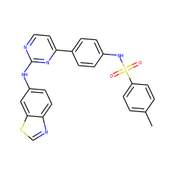 Cc1ccc(S(=O)(=O)Nc2ccc(-c3ccnc(Nc4ccc5ncsc5c4)n3)cc2)cc1 ZINC000029042849