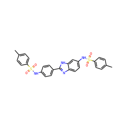 Cc1ccc(S(=O)(=O)Nc2ccc(-c3nc4ccc(NS(=O)(=O)c5ccc(C)cc5)cc4[nH]3)cc2)cc1 ZINC000000826908