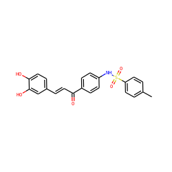 Cc1ccc(S(=O)(=O)Nc2ccc(C(=O)/C=C/c3ccc(O)c(O)c3)cc2)cc1 ZINC000028564770