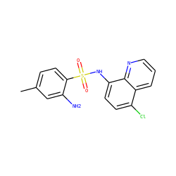 Cc1ccc(S(=O)(=O)Nc2ccc(Cl)c3cccnc23)c(N)c1 ZINC000205635904