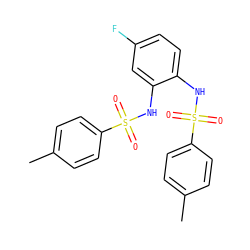 Cc1ccc(S(=O)(=O)Nc2ccc(F)cc2NS(=O)(=O)c2ccc(C)cc2)cc1 ZINC000001046856