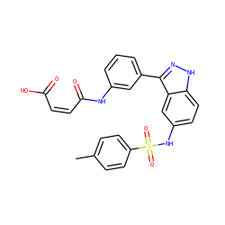 Cc1ccc(S(=O)(=O)Nc2ccc3[nH]nc(-c4cccc(NC(=O)/C=C\C(=O)O)c4)c3c2)cc1 ZINC001772653527