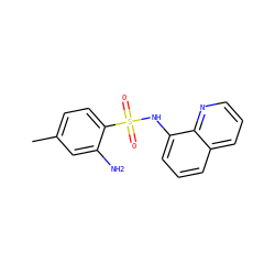 Cc1ccc(S(=O)(=O)Nc2cccc3cccnc23)c(N)c1 ZINC000013817965