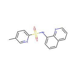Cc1ccc(S(=O)(=O)Nc2cccc3cccnc23)nc1 ZINC000205636277