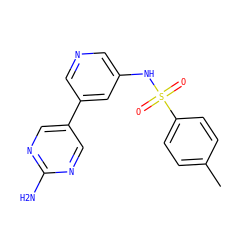 Cc1ccc(S(=O)(=O)Nc2cncc(-c3cnc(N)nc3)c2)cc1 ZINC000073166627