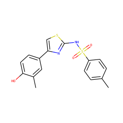 Cc1ccc(S(=O)(=O)Nc2nc(-c3ccc(O)c(C)c3)cs2)cc1 ZINC000013776367