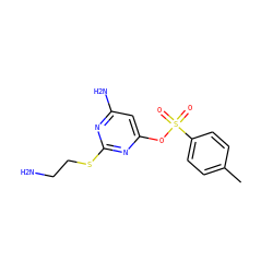 Cc1ccc(S(=O)(=O)Oc2cc(N)nc(SCCN)n2)cc1 ZINC000042922067