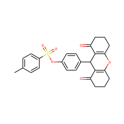 Cc1ccc(S(=O)(=O)Oc2ccc(C3C4=C(CCCC4=O)OC4=C3C(=O)CCC4)cc2)cc1 ZINC000002998765