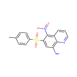 Cc1ccc(S(=O)(=O)c2cc(N)c3ncccc3c2[N+](=O)[O-])cc1 ZINC000029476941