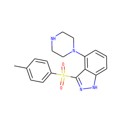 Cc1ccc(S(=O)(=O)c2n[nH]c3cccc(N4CCNCC4)c23)cc1 ZINC000064436618