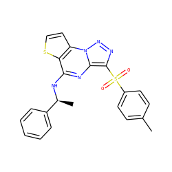 Cc1ccc(S(=O)(=O)c2nnn3c2nc(N[C@@H](C)c2ccccc2)c2sccc23)cc1 ZINC000008589542