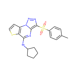 Cc1ccc(S(=O)(=O)c2nnn3c2nc(NC2CCCC2)c2sccc23)cc1 ZINC000006859837