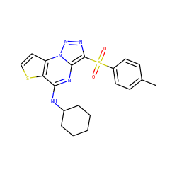 Cc1ccc(S(=O)(=O)c2nnn3c2nc(NC2CCCCC2)c2sccc23)cc1 ZINC000008589280