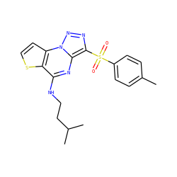Cc1ccc(S(=O)(=O)c2nnn3c2nc(NCCC(C)C)c2sccc23)cc1 ZINC000004316131