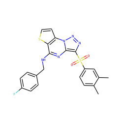 Cc1ccc(S(=O)(=O)c2nnn3c2nc(NCc2ccc(F)cc2)c2sccc23)cc1C ZINC000008589323