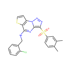 Cc1ccc(S(=O)(=O)c2nnn3c2nc(NCc2ccccc2Cl)c2sccc23)cc1C ZINC000009971059